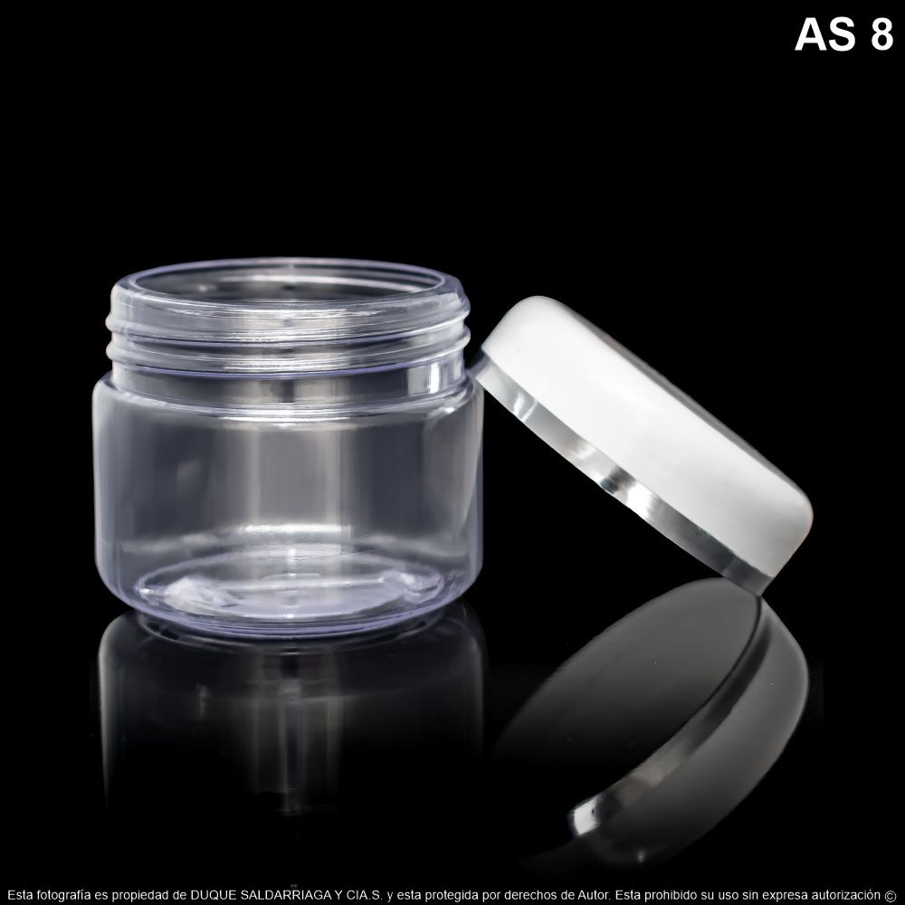 Pote X 80 C.C Recto Cristal Con Tapa Cenefa Plata